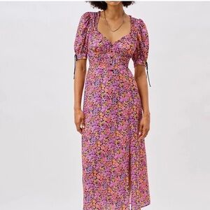 For Love and Lemons Maud Floral Slit Midi Dress